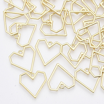 Alloy Pendants, Heart, Light Gold, 20x20x1mm, Hole: 1.8mm