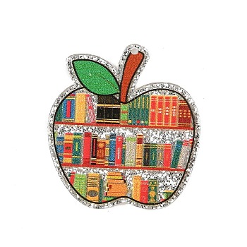 School Supplies Printed Acrylic Pendants, with Glitter Powder, Book, 38x35x2mm, Hole: 1.5mm