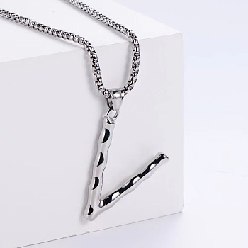 3Pcs Stainless Steel Textured Letter Pendants, Without Chain, Letter V