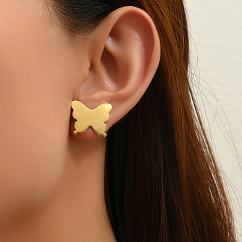 Elegant Irregular Metal Earrings for Women, Fashionable and Chic Gold-plated Ear Studs, Butterfly