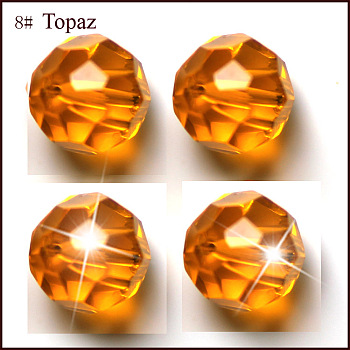 Imitation Austrian Crystal Beads, Grade AAA, Faceted(32 Facets), Round, Orange, 8mm, Hole: 0.9~1.4mm