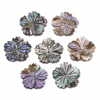 Natural Paua Shell/Abalone Shell Beads, Flower, 16x16.5x1.5mm, Hole: 1mm