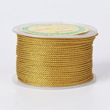 Round Polyester Cords, Milan Cords/Twisted Cords, Goldenrod, 1.5~2mm, 50yards/roll(150 feet/roll)