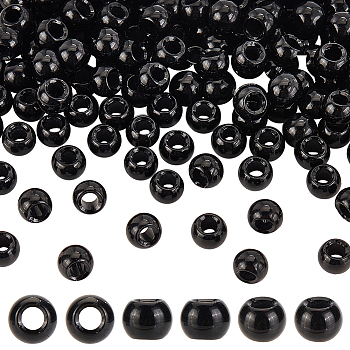 Glass Beads, Rondelle, Black, 8x6mm, Hole: 3.5mm
