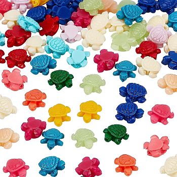 Synthetic Coral Beads, Dyed, Sea Turtle, Mixed Color, 12x10x5.5mm, Hole: 1.2mm, 50pcs/box