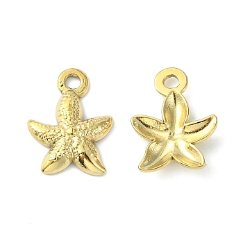 304 Stainless Steel Charms, Starfish Charms, Real 14K Gold Plated, 13.5x10x2.3mm, Hole: 1.5mm