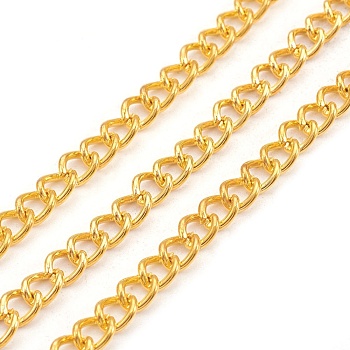 Iron Side Twisted Chains, Unwelded, with Spool, Oval, Lead Free, Golden, 6x4x1mm