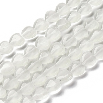 Glass Beads Strands, Imitation Cat Eye, Heart, WhiteSmoke, 9.5~10x9.5x4.5~5mm, Hole: 0.7mm, about 40pcs/strand, 14.65~14.76''(37.2~37.5cm)