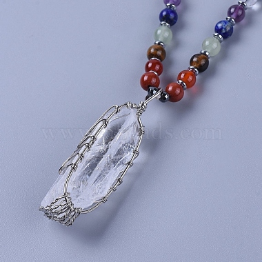 Natural Garnet & Natural Mixed Stone Pendant Necklace(NJEW-I109-D03)-3