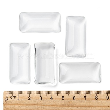 Transparent Rectangle Glass Cabochons(X-GGLA-R025-38x19)-5