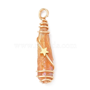 Electroplated Raw Rough Natural Quartz Crystal Copper Wire Wrapped Pendants(PALLOY-JF02413-01)-3
