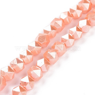 Light Salmon Polygon Glass Beads