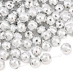 Faceted Round Plated Acrylic Beads, Silver Plated, 12mm, Hole: 2mm, about 550pcs/pound(PACR-L001-12mm-S)