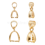 4Pcs 2 Styles 925 Sterling Silver Ice Pick Pinch Bails, Real 18K Gold Plated, 12.5~15mm, 2pcs/style(STER-ME0001-28)