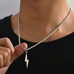Lightning Bolt Alloy Pendant Necklaces, Platinum, 19.69 inch(50cm)(FS-WG00E12-02)