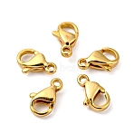 304 Stainless Steel Lobster Claw Clasps, Parrot Trigger Clasps, Real 24K Gold Plated, 12x7.5x3.5mm, Hole: 1.4mm(X-STAS-AB12-G)