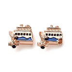 Alloy Enamel European Beads, Large Hole Beads, Cruise Ship with Anchor, Rose Gold, 16x13x9mm, Hole: 4mm(FIND-Q115-05RG)