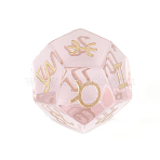 Glass Classical 12-Sided Polyhedral Dice, Engrave Twelve Constellations Divination Game Toy, Misty Rose, 20x20mm(PW-WG55941-17)