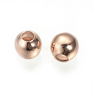 Brass Spacer Beads, Nickel Free, Real Rose Gold Plated, Round, 3mm, Hole: 1mm(X-KK-Q735-54RG)