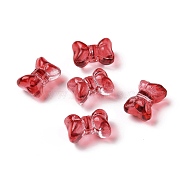 Transparent Spray Painted Glass Beads, Bowknot, FireBrick, 10x14x8mm, Hole: 1mm(GLAA-I050-11A)