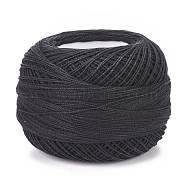 21S/2 8# Cotton Crochet Threads, Mercerized Cotton Yarn, for Weaving, Knitting & Crochet, Black, 1mm, 50g/roll(YCOR-A001-01A)