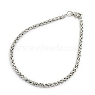 304 Stainless Steel Wheat Chain Bracelet Making, Stainless Steel Color, 7-7/8 inch(200mm), 3mm(STAS-A028-B006P)