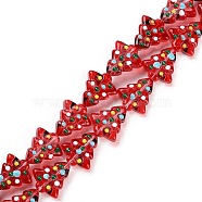 Handmade Bumpy Glass Beads Strands, Dyed & Heated, Dyed & Heated, with Enamel, Christmas Trees, FireBrick, 16~16.5x14.5~15x7~7.5mm, Hole: 1.2mm, about 22pcs/strand, 13.98~14.17 inch(35.5~36cm)(LAMP-F032-08D)