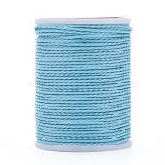 Round Waxed Polyester Cord, Taiwan Waxed Cord, Twisted Cord, Sky Blue, 1mm, about 12.02 yards(11m)/roll(X-YC-G006-01-1.0mm-06)