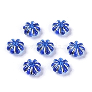 Acrylic Beads, Silver Metal Enlaced, Flower, Blue, 6.5x6.5x3.5mm, Hole: 1.6mm, about 6250pcs/500g(SACR-C005-02C)
