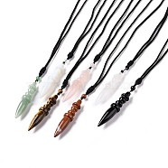 Gemstone Bullet Pendant Necklace with Nylon Cord for Women, 32.68~34.25 inch(83~87cm)(G-A210-06)