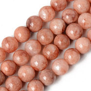 Natural Quartz Beads Strands, Dyed & Heated, Imitation Sunstone, Round, Dark Salmon, 8~8.5mm, Hole: 1.2mm, about 49pcs/strand, 15.55 inch(39.5cm)(G-R479-8mm-11)