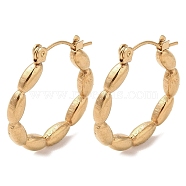 Oval Bubble 201 Stainless Steel Half Hoop Earrings for Women, with 304 Stainless Steel Pin, Golden, 24x3mm(EJEW-G385-35G)