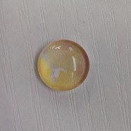 Glass Cabochons, Flat Round with Deer Pattern, Yellow, 12x4mm, 117pcs/bag(GLAA-WH0025-30C)