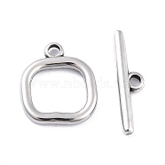 304 Stainless Steel Toggle Clasps, Square, Antique Silver, 18x16x2.5mm, Hole: 2.5mm(STAS-I190-15AS)