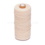 100M Round Cotton Braided Cord, for DIY Handmade Tassel Embroidery Craft, Antique White, 3mm, about 109.36 Yards(100m)/Roll(PW-WG54274-43)