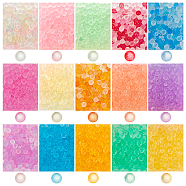 195G 15 Colors Transparent Frosted Glass Beads, No Hole, Round, Mixed Color, 1~3mm, 13g/color(GLAA-OC0001-40)