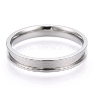 201 Stainless Steel Grooved Finger Ring Settings, Ring Core Blank, for Inlay Ring Jewelry Making, Stainless Steel Color, Inner Diameter: 20mm(RJEW-TAC0017-4mm-04A)
