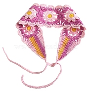 Sunflower Crochet Wool Elastic Headbands, Wide Hair Accessories for Women Girls, Orchid, 900x70mm(OHAR-PW0005-05F)