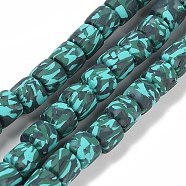 Handmade Polymer Clay Beads Strand, Column, Teal, 6~7.5x5.5~7mm, Hole: 1.7~2.3mm, about 54~65pcs/strand, 15.83~16.69''(40.2~42.4cm)(CLAY-Z002-01L)