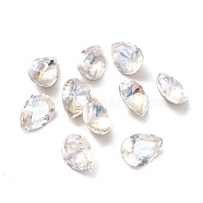 Glass Rhinestone Cabochons, Pointed Back & Back Plated, Faceted, Teardop, Moonlight, 10x7x5mm(RGLA-F078-02B)