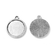 Tibetan Style Antique Silver Alloy Flat Round Pendant Cabochon Settings, Cadmium Free & Lead Free, Tray: 14mm, 20x17x2mm, Hole: 1.5mm, about 850pcs/1000g(TIBEP-M022-28AS)