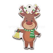 Wood Pendants, Christmas Theme Charms, reindeer, 49x30.5x2.5mm, Hole: 2mm(WOOD-Z003-02G)