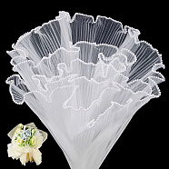 Wrinkled Wavy Polyester Flower Bouquets Wrapping Packaging, Suitable for Valentine's Day Gift Giving Decoration, with Plastic Beads, White, 280mm, 4m/bag(FIND-WH0110-752)