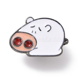 Pig Enamel Pin, Cartoon Animal Alloy Badge for Backpack Clothes, Gunmetal, White, 15x22x1.5mm(JEWB-G012-C02)