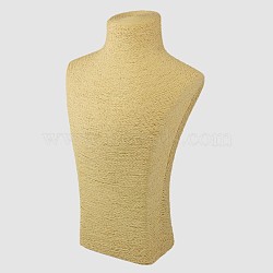 Stereoscopic Necklace Bust Displays, PU Mannequin Jewelry Displays, Covered by Rattan, Wheat, 225x80x357mm(NDIS-E018-A-01)