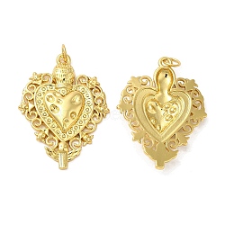 Rack Plating Brass Pendants, with Jump Ring, Lead Free & Cadmium Free, Long-Lasting Plated, Heart Charms, Real 18K Gold Plated, 32x24x3.5mm, Hole: 3.5mm(KK-C030-21G)