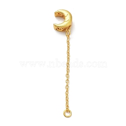 Brass Cable Chain Extender, End Chains with Chain Tabes, Golden, Moon, 60x2mm, Hole: 3mm(KK-Q774-01G-02)
