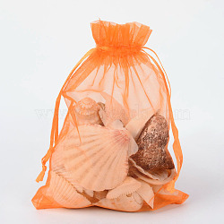 Organza Gift Bags with Drawstring, Jewelry Pouches, Wedding Party Christmas Favor Gift Bags, Orange Red, 20x15cm(OP-R016-15x20cm-14)