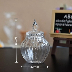 Miniature Glass Bottle, with Lid, for Dollhouse Accessories Pretending Prop Decorations, Clear, 32x42mm(MIMO-PW0001-158G)