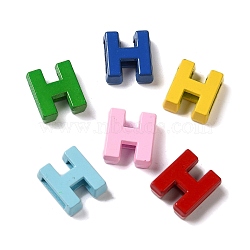 Alloy Spray Paint Slide Charms, Shiny Side, Random Color, Letter.H, 12mm, Hole:8mm(PALLOY-TAC0018-03-H)